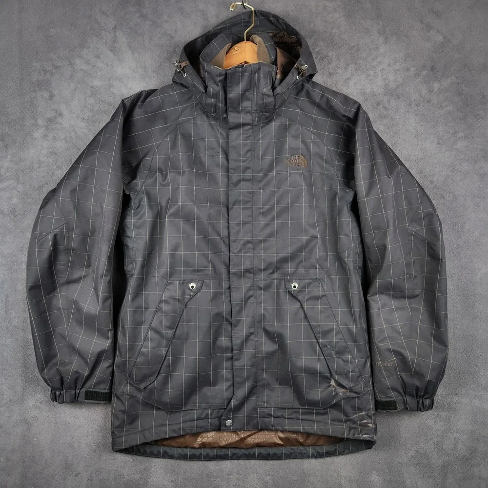 The North Face Cryptic Jacket Mens Small Black Grid Pattern Insulated Snowboard